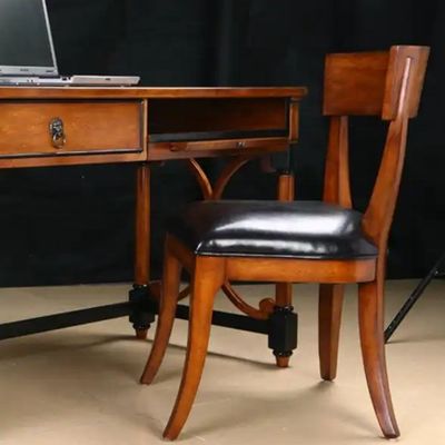 Gepersonaliseerde grootte Restaurant stoel Hout frame leer zacht dik kussen stoel Eetstoel voor huishoudelijk meubilair