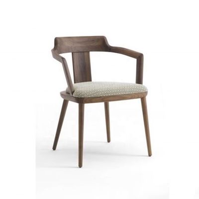 Indoor Canteen Eetstoel in massief hout met stoelkussen en moderne design Walnoot kleur fauteuil