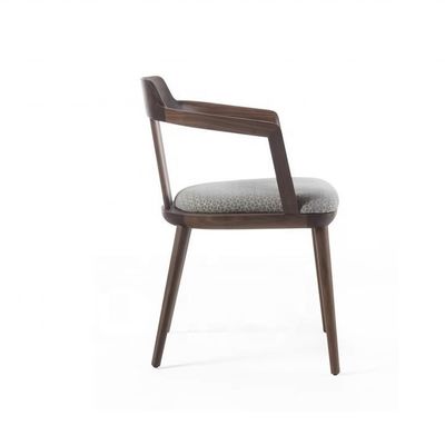 Indoor Canteen Eetstoel in massief hout met stoelkussen en moderne design Walnoot kleur fauteuil