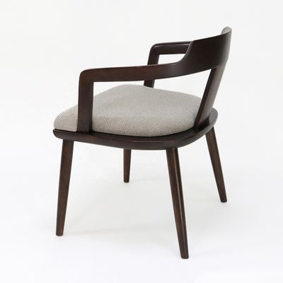 Indoor Canteen Eetstoel in massief hout met stoelkussen en moderne design Walnoot kleur fauteuil