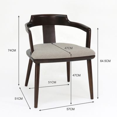 Indoor Canteen Eetstoel in massief hout met stoelkussen en moderne design Walnoot kleur fauteuil