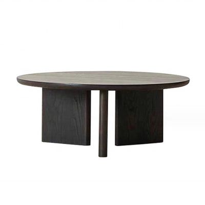 Home Meubelen Moderne driehoekige basis Koffietafel in nootkleur Houten raam voor eetkamermeubelen