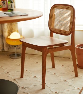Home Meubelen Moderne natuurlijke geweven rattan massief hout Eetstoel voor hotel en restaurant