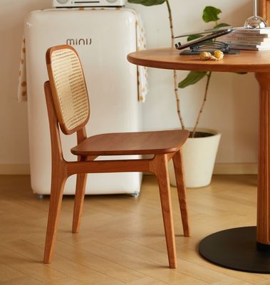 Home Meubelen Moderne natuurlijke geweven rattan massief hout Eetstoel voor hotel en restaurant