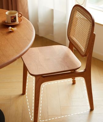 Home Meubelen Moderne natuurlijke geweven rattan massief hout Eetstoel voor hotel en restaurant