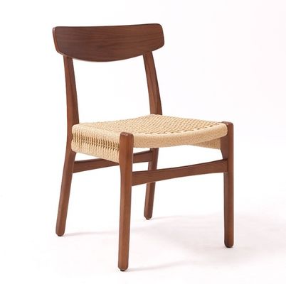 Hout Moderne Woven Cord Solid Hout Eetstoel Voor Restaurant Hotel Met En OEM Service Geaccepteerd