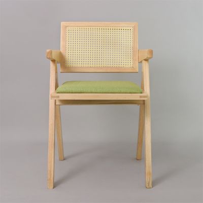 OEM-service W46*D47*H91CM Nordic Houten meubels Polsterde Rattan rugleuning Massivhouten eetstoelen voor hotelrestaurant