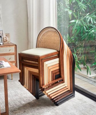 Home Meubelen Natuurlijk massief hout Luxe rattan eetstoel voor modern restaurant