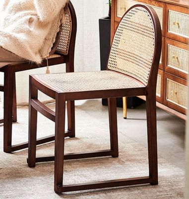 Home Meubelen Natuurlijk massief hout Luxe rattan eetstoel voor modern restaurant