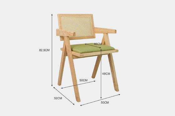 Hotel-restaurantmeubilair Warm Nordic massief hout Eetstoelen met gepoleerde Rattan rugleuning in grote vraag