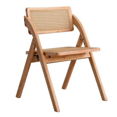 Hotel Restaurant Eetkamermeubelen Moderne Nordic Opvouwbare Rattan rugleuning Solid Hout Eetstoel W47.5*D47.5*H81.5CM