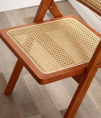 Hotel Restaurant Eetkamermeubelen Moderne Nordic Opvouwbare Rattan rugleuning Solid Hout Eetstoel W47.5*D47.5*H81.5CM