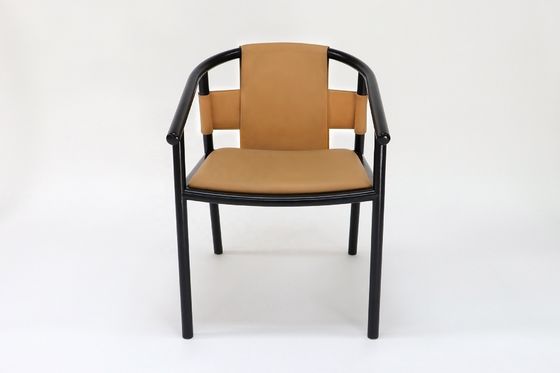 Moderne design stijl Houten frame Bruin zadel Lederen Eetkamer Meubelen Leisure Lounge Accent Armstoelen