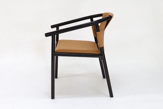 Moderne design stijl Houten frame Bruin zadel Lederen Eetkamer Meubelen Leisure Lounge Accent Armstoelen