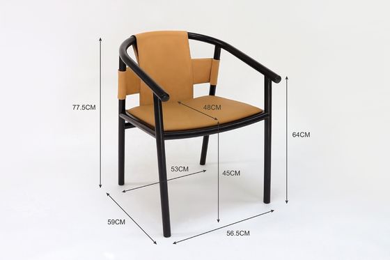 Moderne design stijl Houten frame Bruin zadel Lederen Eetkamer Meubelen Leisure Lounge Accent Armstoelen