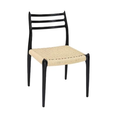 Buiten touw stoel Geweven stoel van massief hout Armloze stoel Comfort Eetkamer Woonkamer touw stoel Meubelen met geen gevouwen