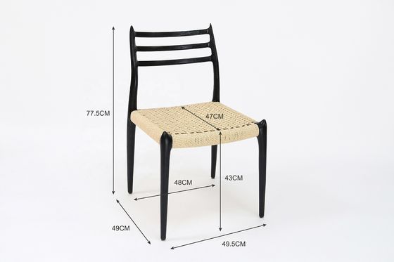 Buiten touw stoel Geweven stoel van massief hout Armloze stoel Comfort Eetkamer Woonkamer touw stoel Meubelen met geen gevouwen