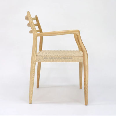 Eetstoel van massief hout Meubelen W64*D50.5*H77CM Handgeweven buitenste touwpapier touwstoel in postverpakking Y