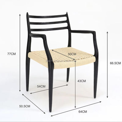 Eetstoel van massief hout Meubelen W64*D50.5*H77CM Handgeweven buitenste touwpapier touwstoel in postverpakking Y