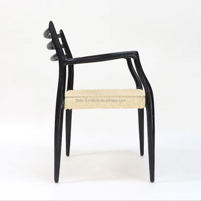 Eetstoel van massief hout Meubelen W64*D50.5*H77CM Handgeweven buitenste touwpapier touwstoel in postverpakking Y