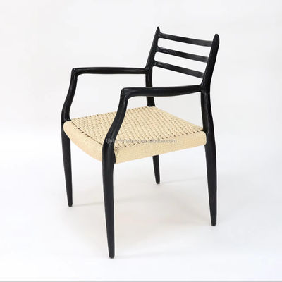 Eetstoel van massief hout Meubelen W64*D50.5*H77CM Handgeweven buitenste touwpapier touwstoel in postverpakking Y