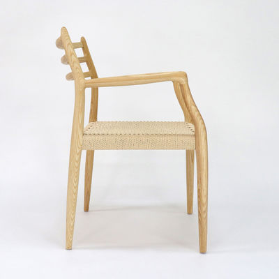 Kantorenmeubelen Handgeweven koord massief hout Eetstoel met nitrolacquer afwerking in Nordieke stijl