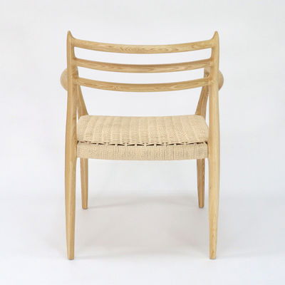 Kantorenmeubelen Handgeweven koord massief hout Eetstoel met nitrolacquer afwerking in Nordieke stijl