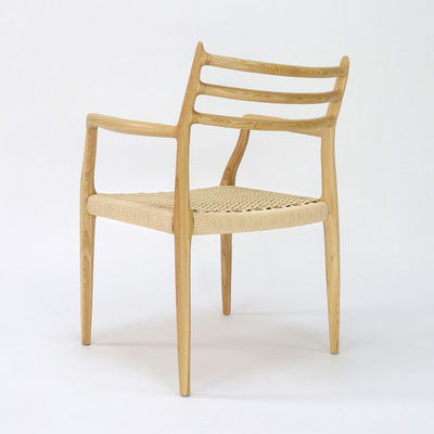 Kantorenmeubelen Handgeweven koord massief hout Eetstoel met nitrolacquer afwerking in Nordieke stijl