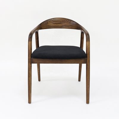 Eenvoudige houten fauteuil Stoffen Lounge Restaurant Nordic Houten Eetkamer Koffie Thee Vrije tijd Stoelen Eetstoel van massief hout OEM/ODM