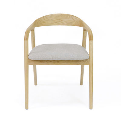 Eenvoudige houten fauteuil Stoffen Lounge Restaurant Nordic Houten Eetkamer Koffie Thee Vrije tijd Stoelen Eetstoel van massief hout OEM/ODM