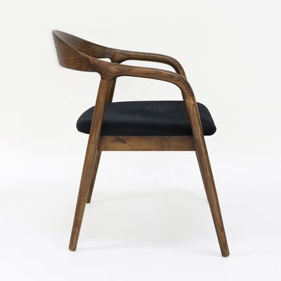 Eenvoudige houten fauteuil Stoffen Lounge Restaurant Nordic Houten Eetkamer Koffie Thee Vrije tijd Stoelen Eetstoel van massief hout OEM/ODM