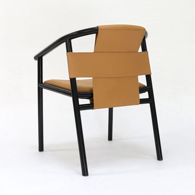 Vintage luxe artistieke aangepaste PU leer bekleding massief hout eetstoel voor restaurant specifiek