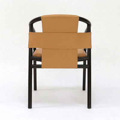 Vintage luxe artistieke aangepaste PU leer bekleding massief hout eetstoel voor restaurant specifiek
