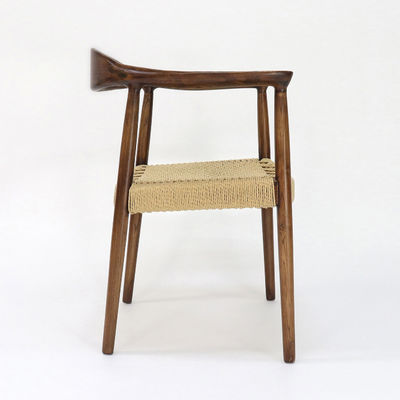 Eetstoel van massief hout voor restaurant Handgeweven koordas/rubber hout frame Eenvoud Huismeubilair
