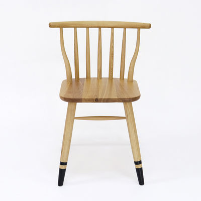 Natuurlijke Walnoot Vintage Houten Klassieke Op maat gemaakte Massieve Houten Eetstoel voor Restaurant W41.5*D48*H76CM