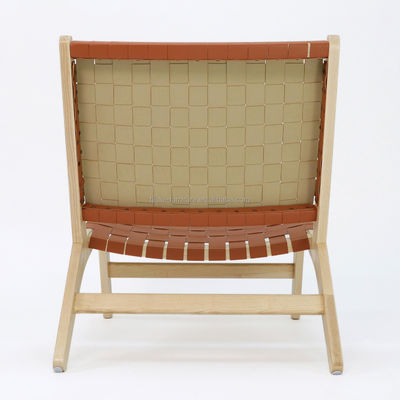 Moderne design Solid Wood Leisure Sofa Stoel Set voor woonkamer PU Leer Lounge Stoel in Walnoten Afwerking