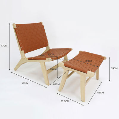 Moderne design Solid Wood Leisure Sofa Stoel Set voor woonkamer PU Leer Lounge Stoel in Walnoten Afwerking