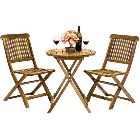 3 stukken vouwbare acacia hout bistroset perfect voor buiten eten en vermaken
