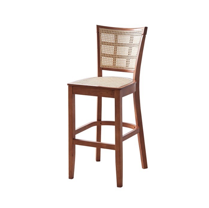 Custom Kitchen Bar Chair Solid Wood Leg Cane Counter Stool 43cm*43cm*109cm Gewichtslimiet 100KG