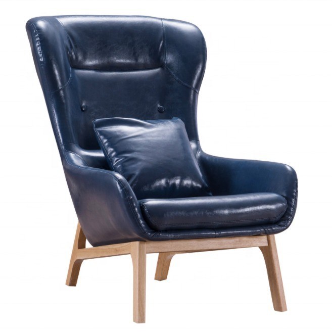 Uitstekend vakmanschap Leefkamer Leisure Chair Luxe voor 2021 Aanpassing in synthetisch leer en rubber hout