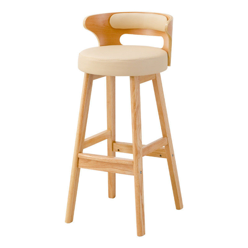 Nordic Modern Simple Wood Bar High Chair Natuurlijke massieve houten kruk binnen recreatieve faciliteiten en hoge kruk