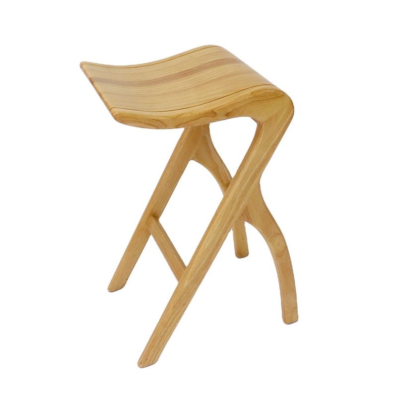 Op maat gemaakte ontwerpen Vintage barkruk van massief hout W35*D43.5*66.5CM voor hoge woonkamer Houten eetstoel
