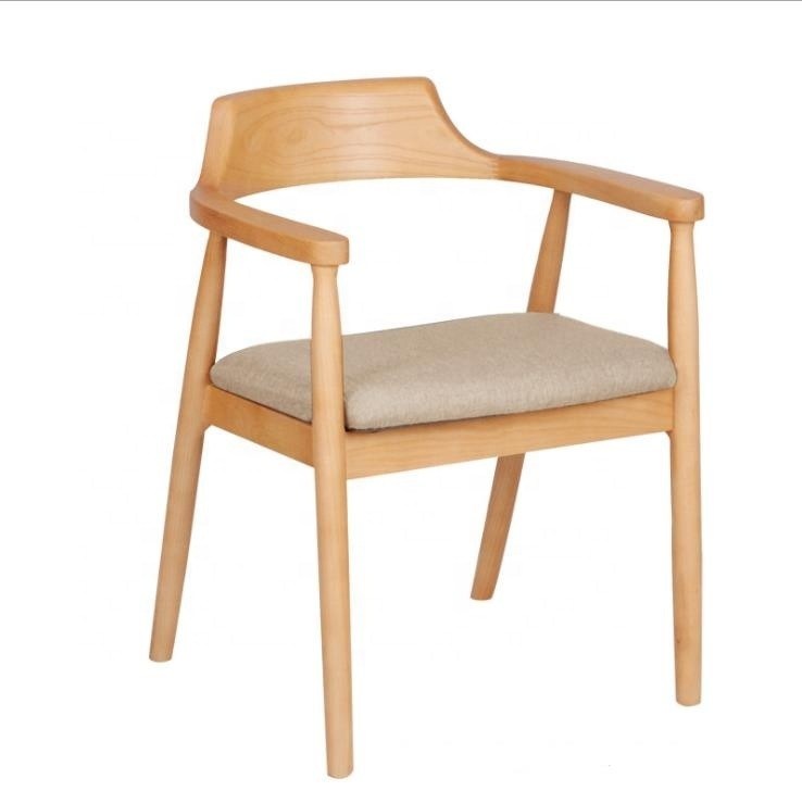 Restaurant Eetkamermeubelen Moderne houten armleunstoel met massief houten frame en Pu stoel