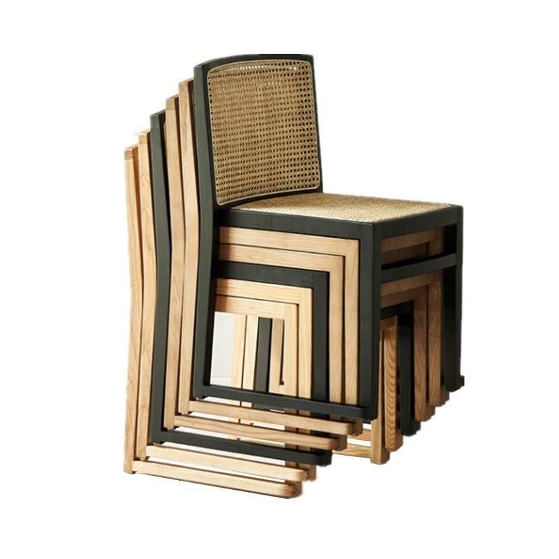 Stapelbare rotan eetstoel op maat Houten armloze stoel voor eetkamer W49CM*D42.5CM*H80CM