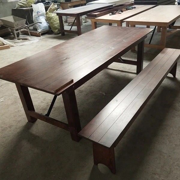 Groothandel Banquet Hotel Home Opvouwbare solide dennen hout boerderij tafel en bank in luxe klassieke stijl met postverpakking Y