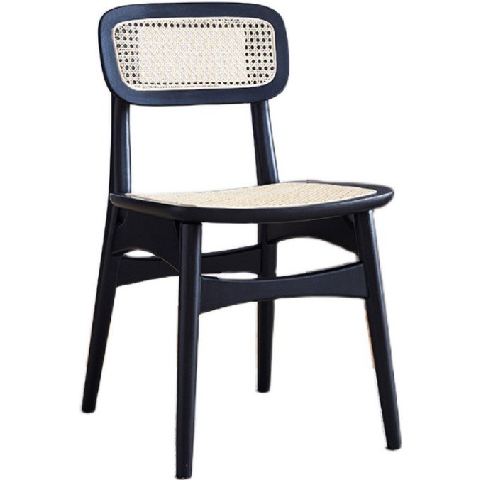 Moderne design Nordic Praktische stoel van massief hout Rattan Eetstoel voor restaurant