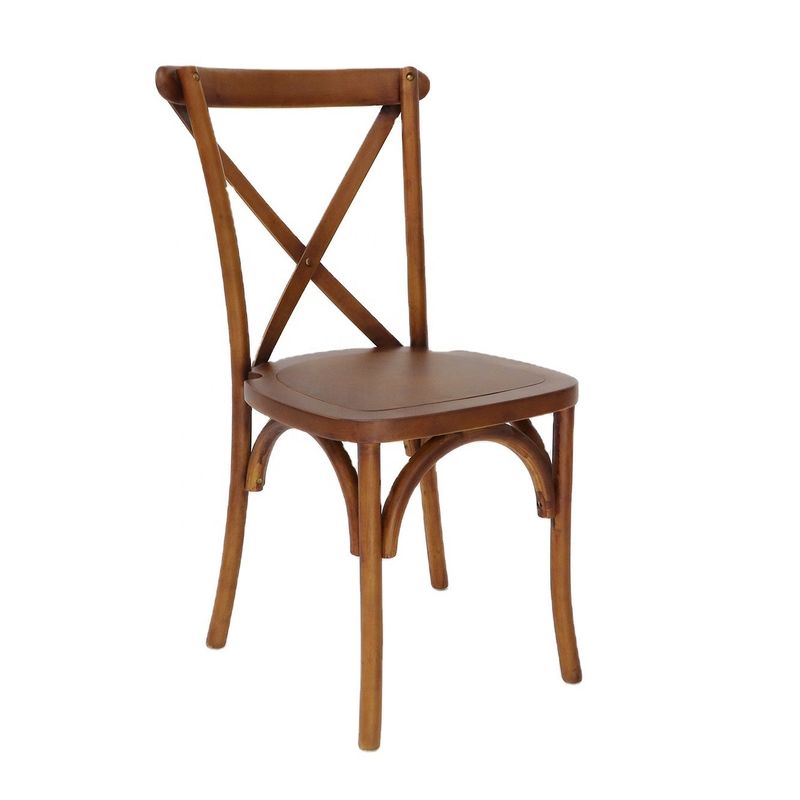 Commerciële meubels Stapelbare Vintage Cross X back Houten eetstoelen voor bruiloften Evenementen en restaurants
