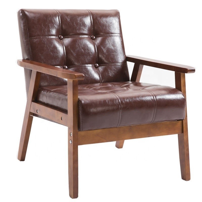 Comfortabele houten design Pu stoel fauteuil voor hotel dineren in kantoorgebouw en koffiewinkel