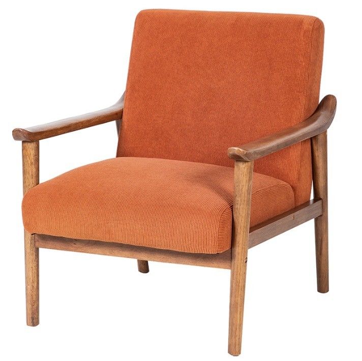 Postverpakking Custom Nordic Polstered Single Sofa Chair Hout en stof fauteuil met custom polster