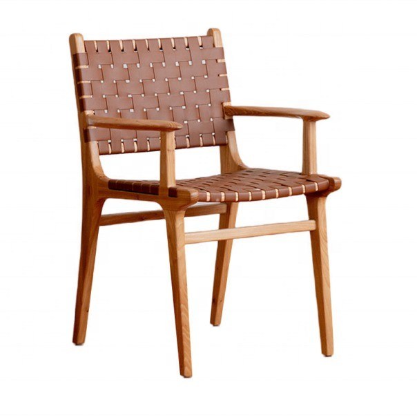 Twee jaar garantie Houten eetstoel met massief houten frame en PU leer stoel kussen